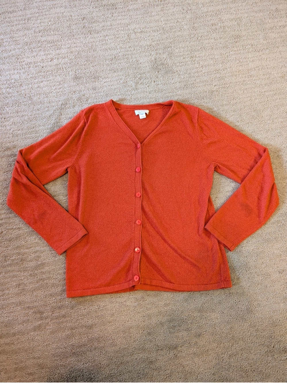 Christopher & Banks Orange-Red V-Neck Button Cardigan